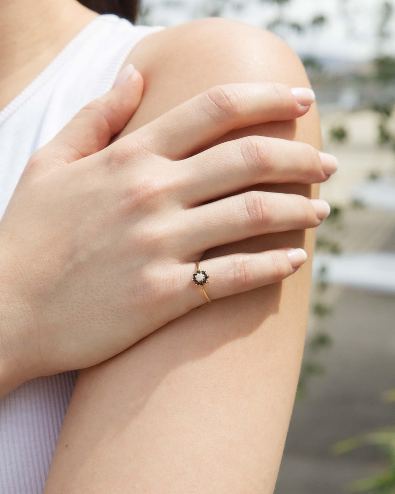 Vintage Circa 1990s Opal & Sapphire Ring 9 Carat Yellow Gold