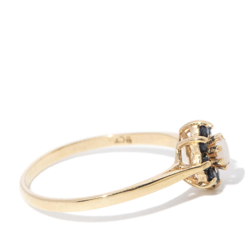 Vintage Circa 1990s Opal & Sapphire Ring 9 Carat Yellow Gold