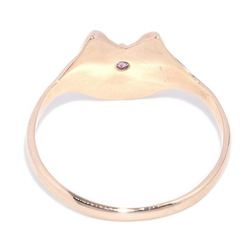 Vintage Circa 1950s Light Pink Sapphire Horseshoe Ring 9 Carat Gold