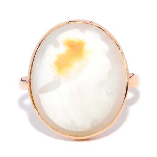Rosalie Shell Cameo Lady Portrait Ring 9K Rose Gold