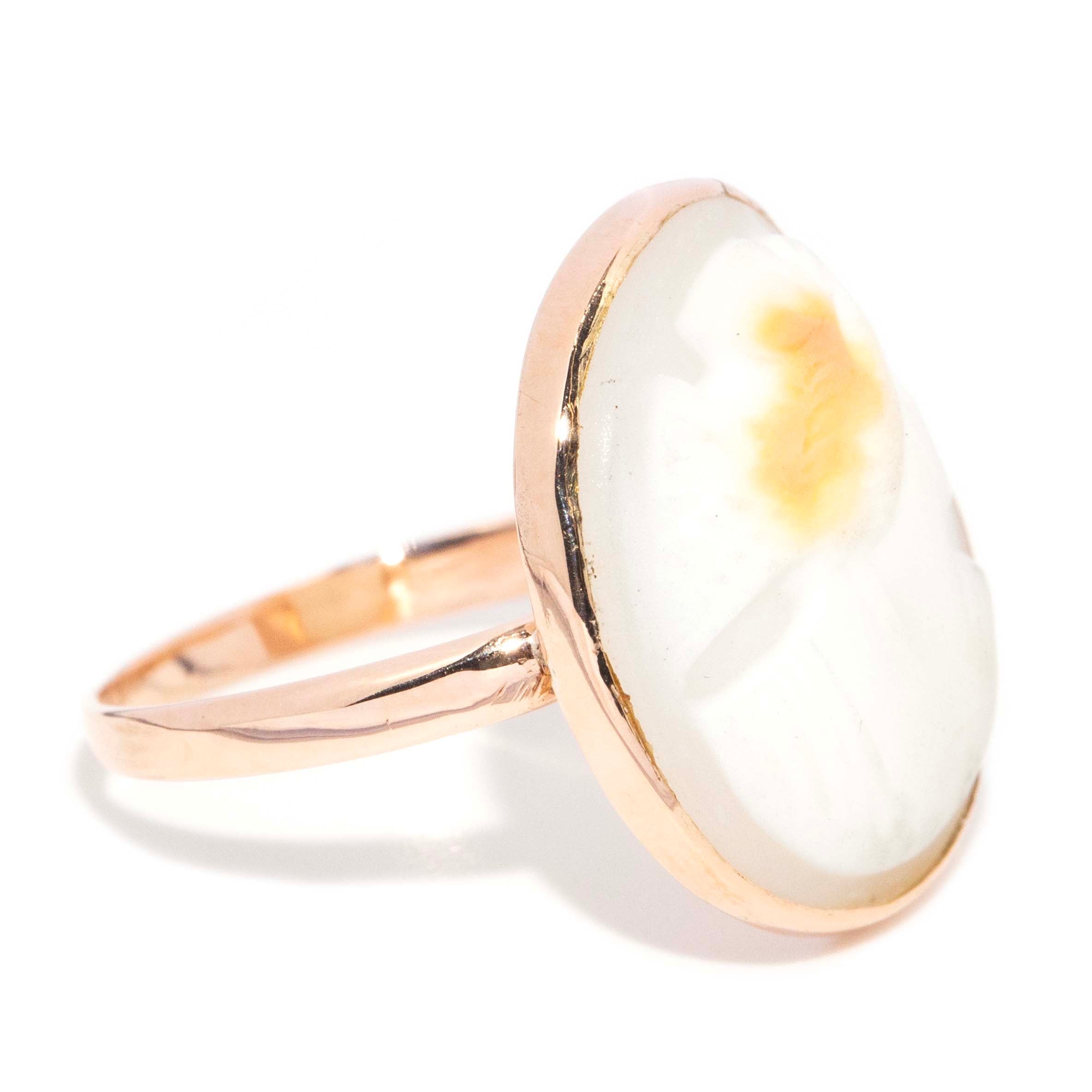 Rosalie 1950s Shell Cameo Ring 9ct Rose Gold Rings Imperial Jewellery 