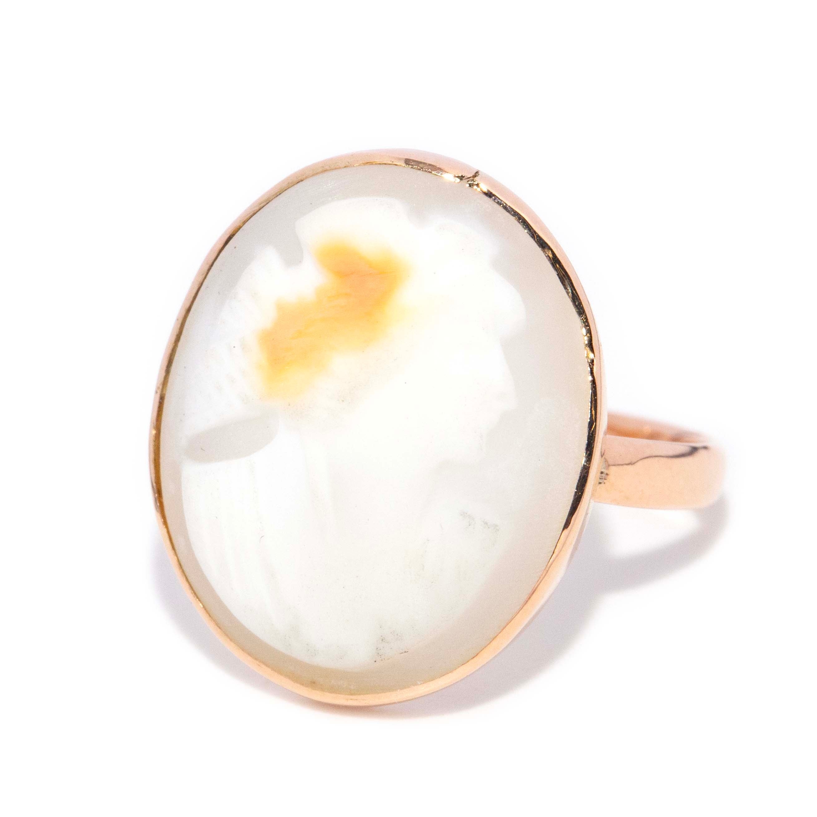 Rosalie 1950s Shell Cameo Ring 9ct Rose Gold Rings Imperial Jewellery 