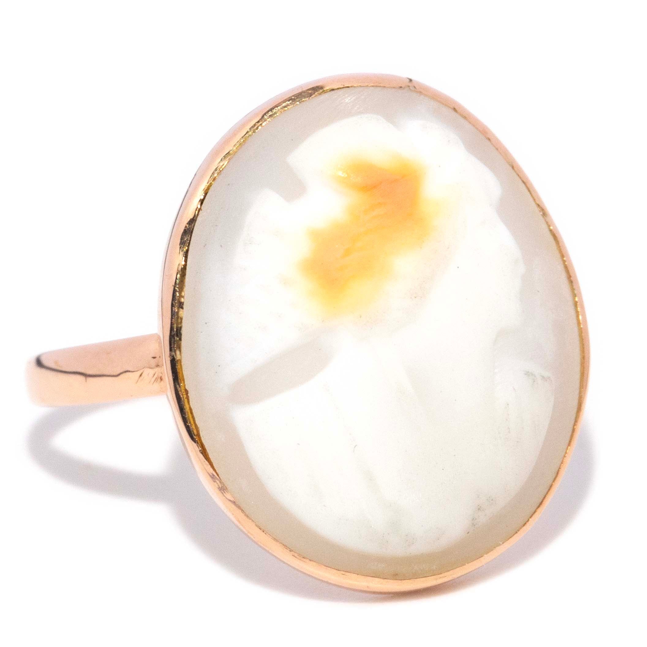 Rosalie 1950s Shell Cameo Ring 9ct Rose Gold Rings Imperial Jewellery 