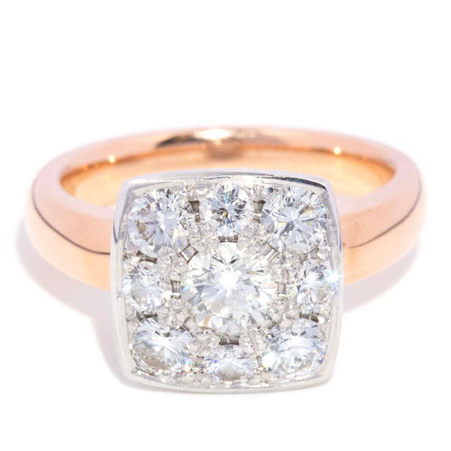 Rosalie Diamond Cushion Cluster Ring 18K Two Tone Gold