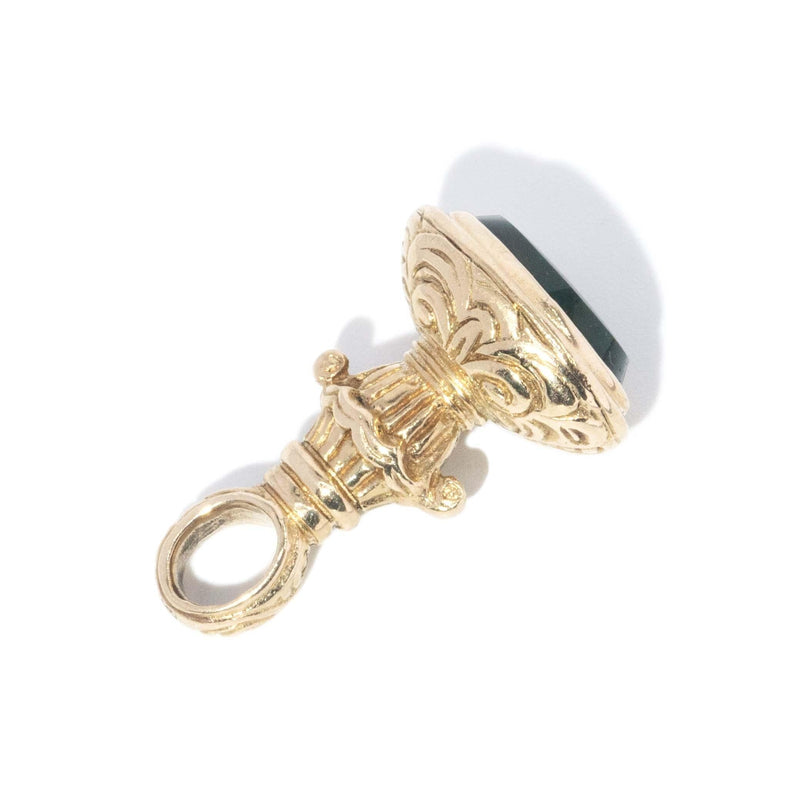 Vintage Circa 1980s Bloodstone Seal Pendant 9 Carat Yellow Gold