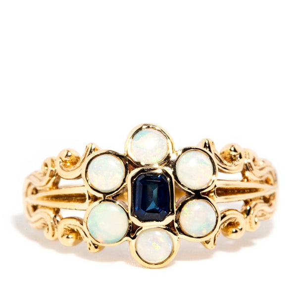 Rosalind Blue Sapphire & Opal Ring 9ct Gold Rings Imperial Jewellery Imperial Jewellery - Hamilton 