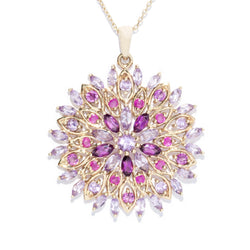 Vintage Circa 1990s Rose Amethyst & Pink Sapphire Pendant 9 Carat Gold