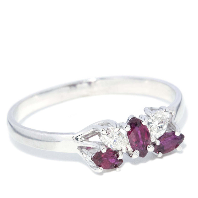 Vintage Circa 1990s Ruby & Diamond Ring 18 Carat White Gold