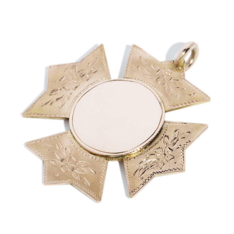 Vintage Circa 1930s Cross Award Pendant 9 Carat Rose Gold
