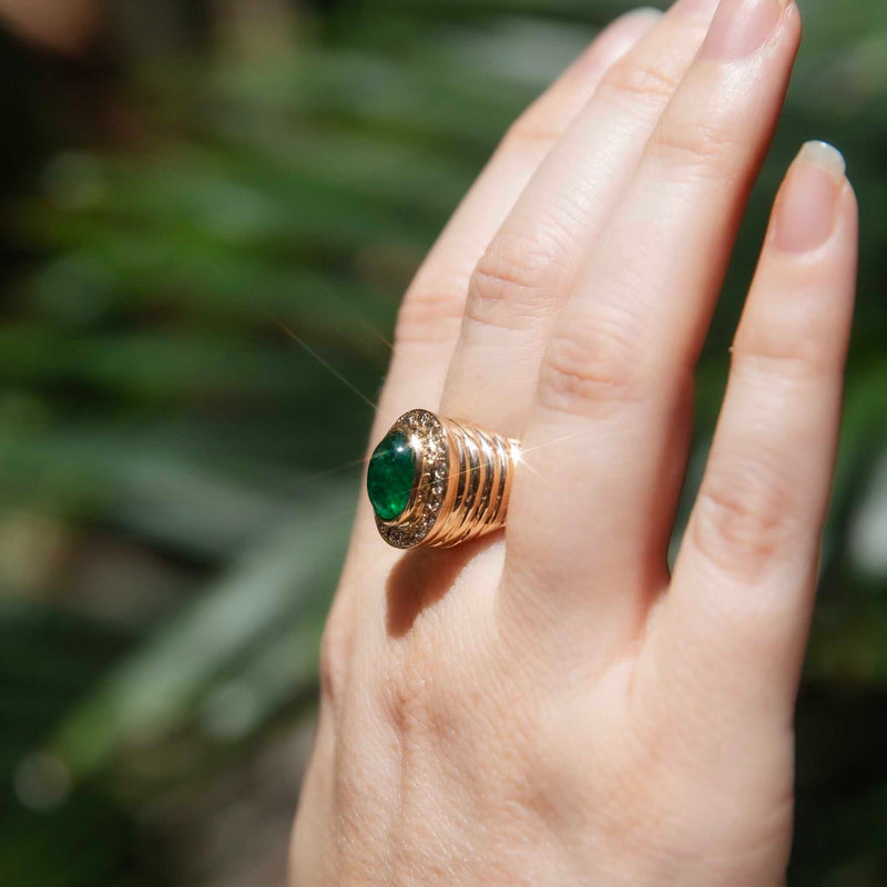 Harshiya Emerald American Diamond Finger Ring – AG'S
