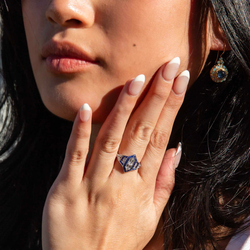 Safira Diamond & Sapphire Ring 18ct White Gold* DRAFT Rings Imperial Jewellery 