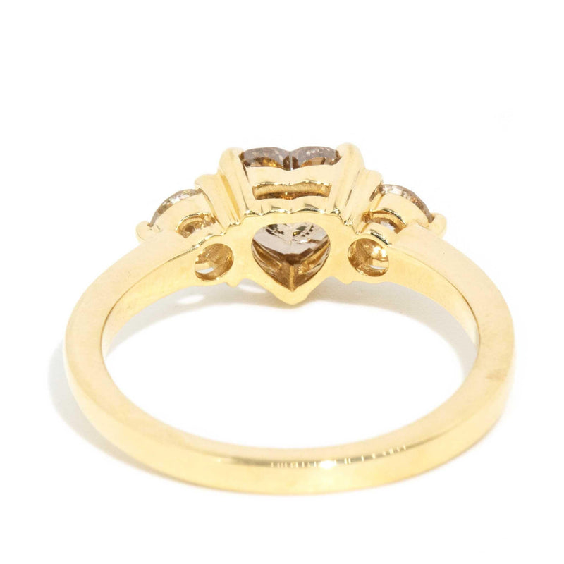 Salma ADGL Cognac & White Diamond Heart Ring 18ct Gold