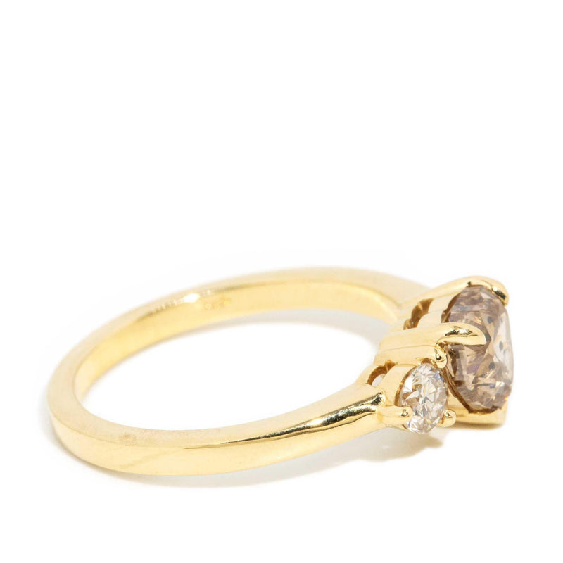 Salma ADGL Cognac & White Diamond Heart Ring 18ct Gold