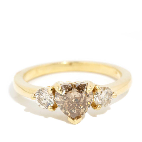 Salma ADGL Cognac & White Diamond Heart Ring 18ct Gold