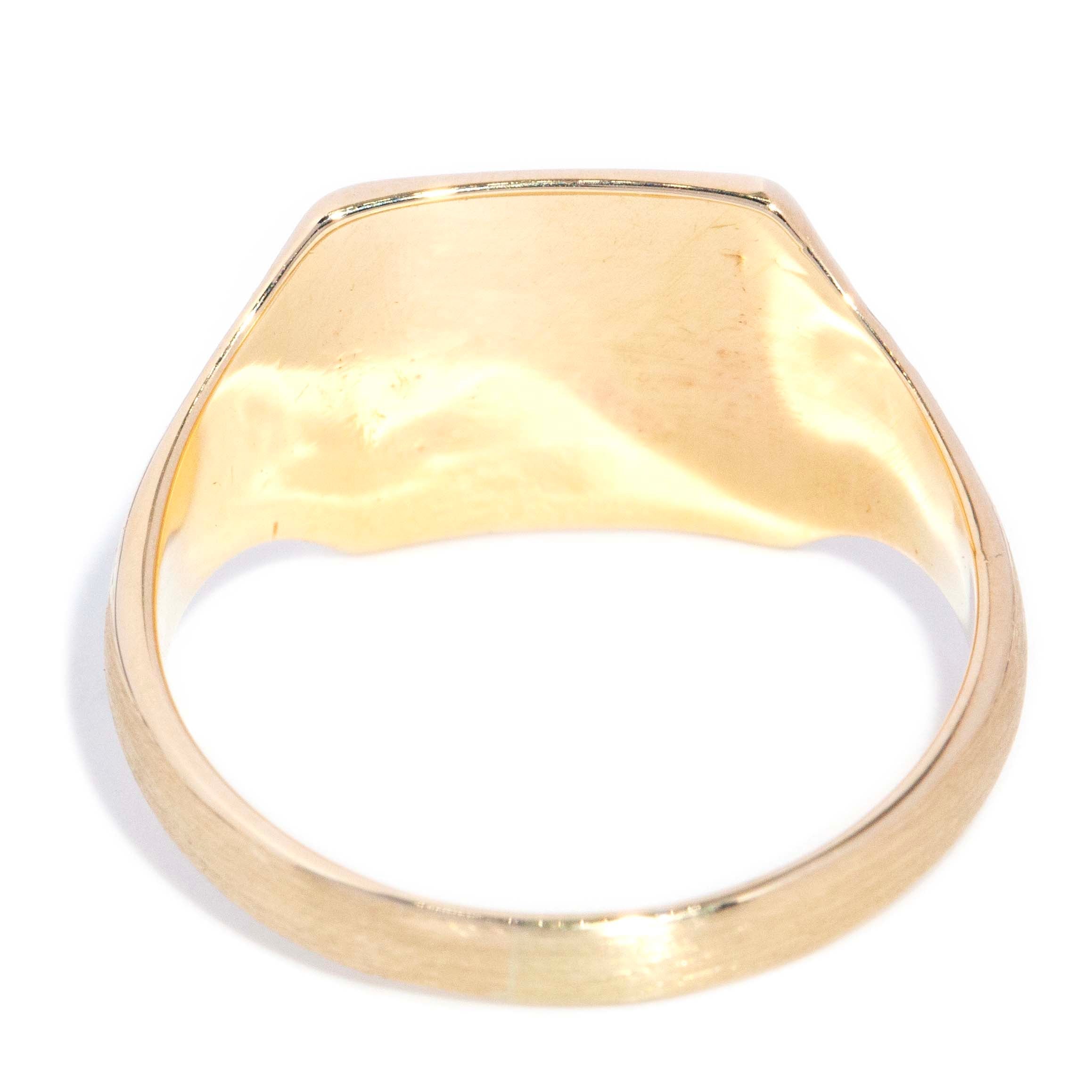 Sammy 1950s Square Leaf Signet Ring 9ct Gold Rings Imperial Jewellery 