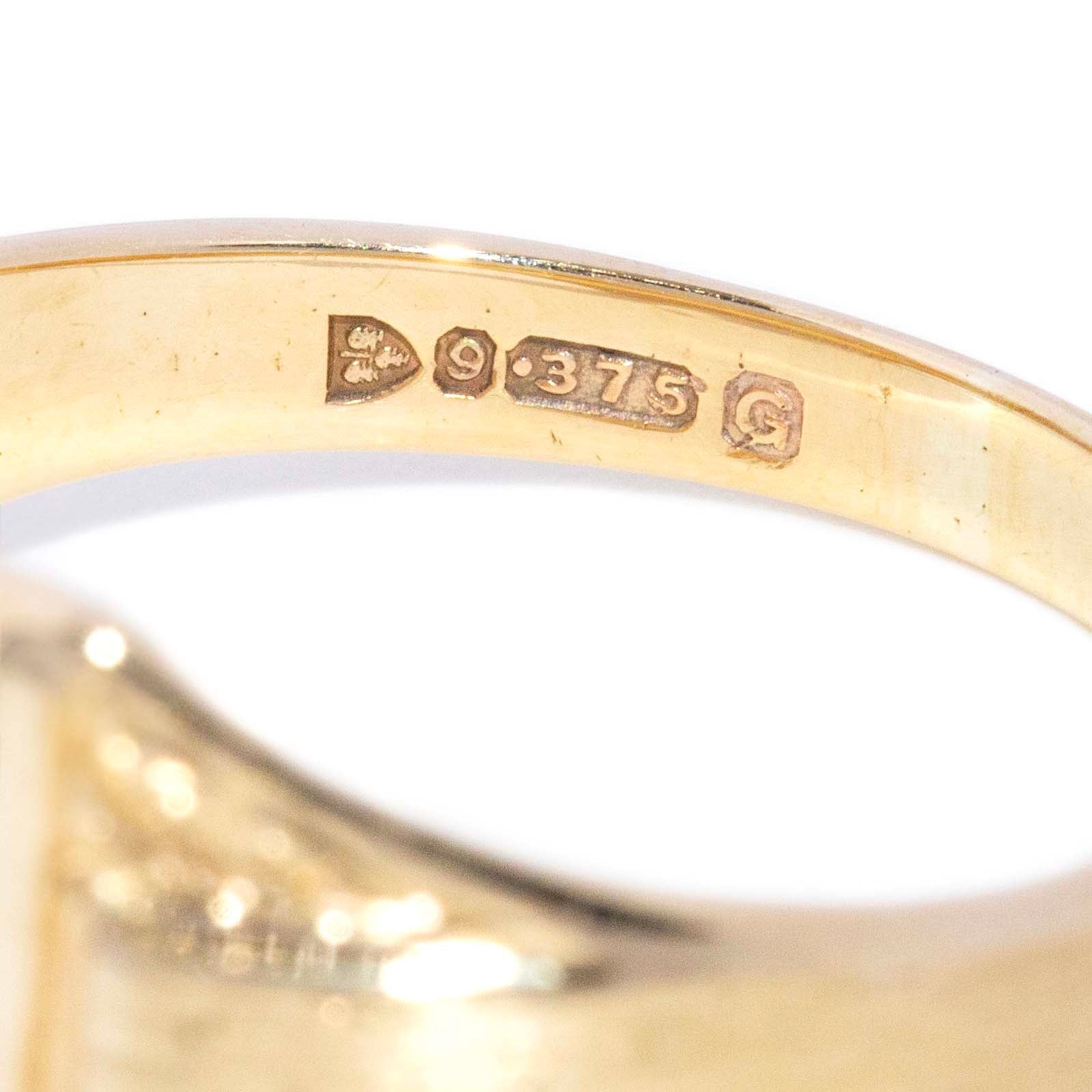 Sammy 1950s Square Leaf Signet Ring 9ct Gold Rings Imperial Jewellery 