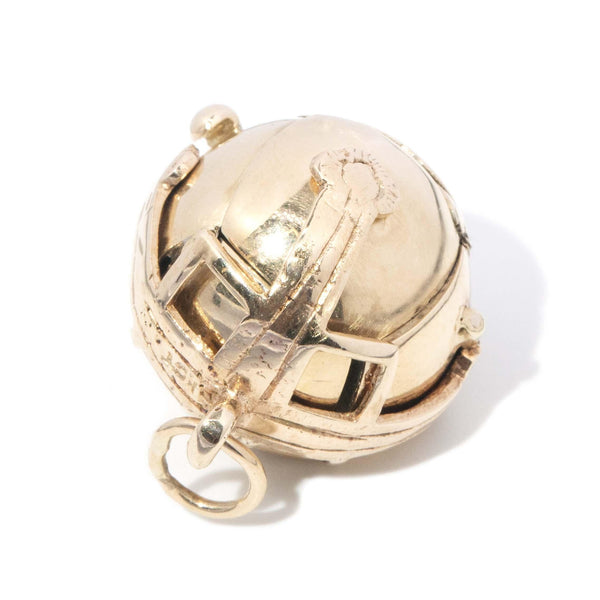 Vintage Circa 1970s Puzzle Ball Pendant 9 Carat Gold