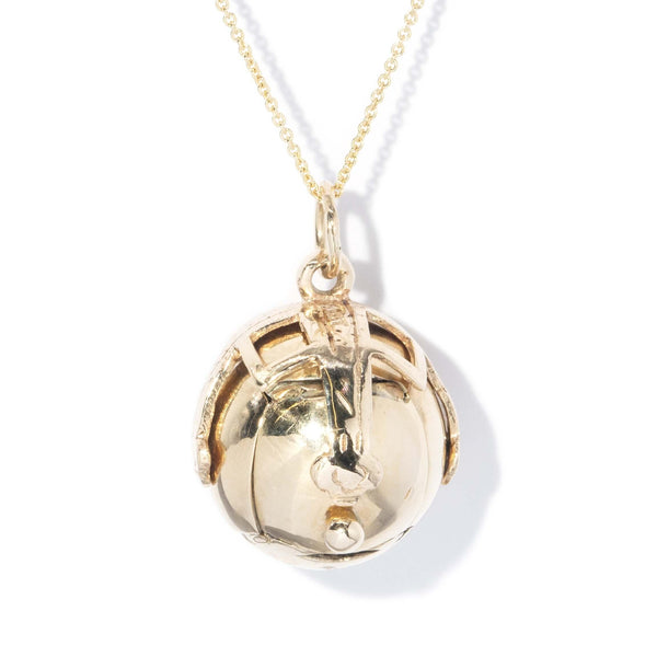 Vintage Circa 1970s Puzzle Ball Pendant 9 Carat Gold