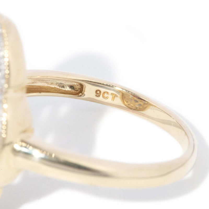 Contemporary Rhodolite & Diamond Halo Ring 9 Carat Gold