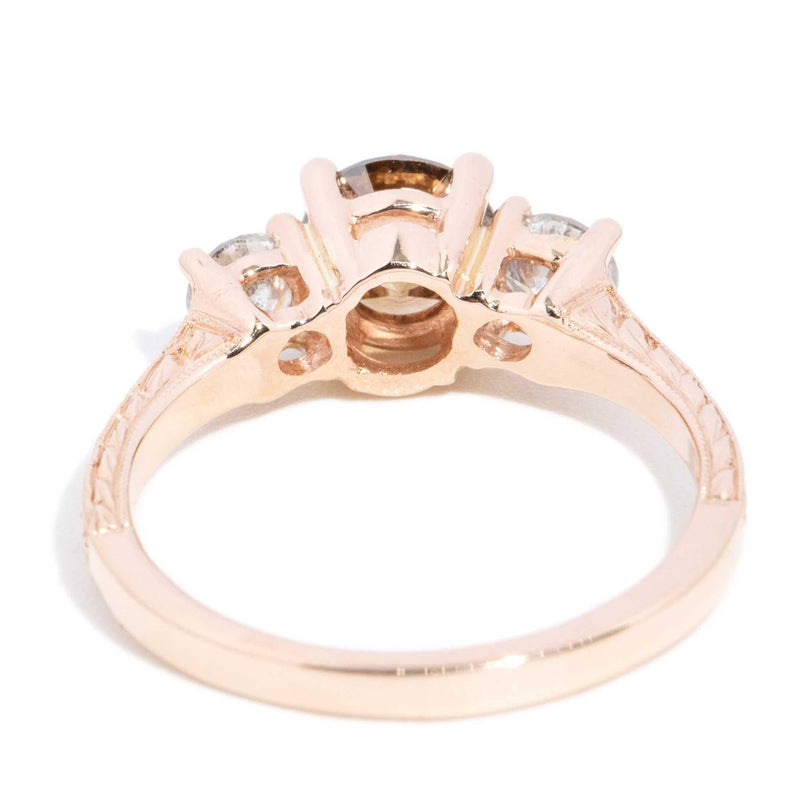 Vintage Circa 1990s Cognac Diamond Ring 18 Carat Rose Gold