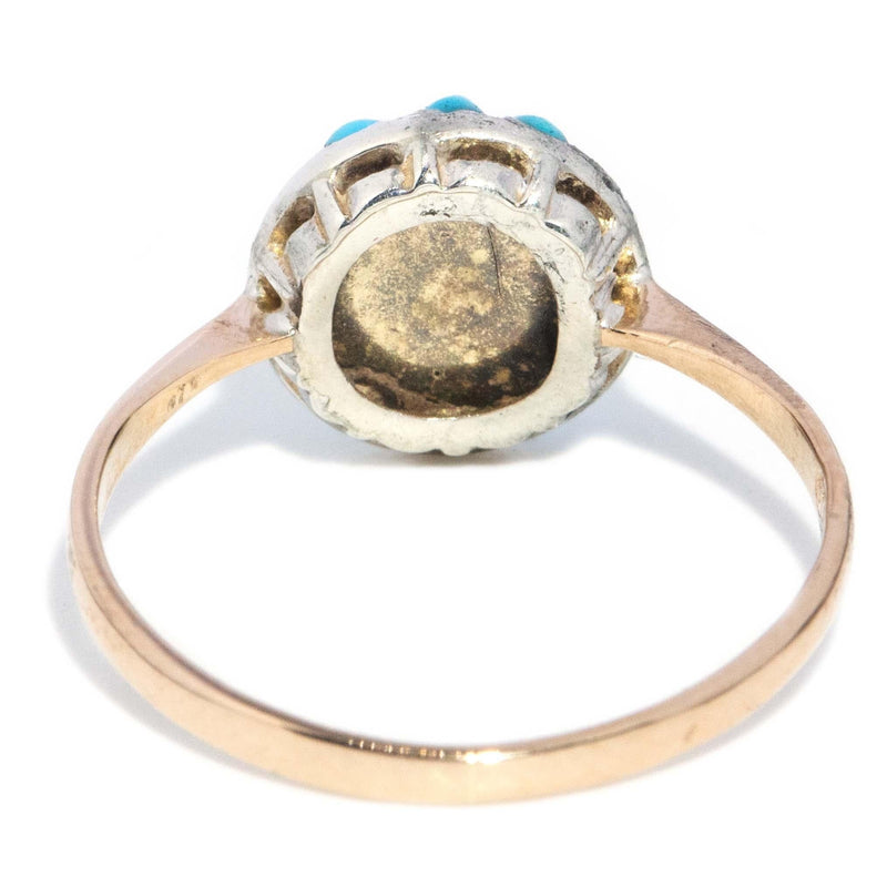 Antique Victorian Turquoise Cluster Ring 9 Carat Yellow Gold