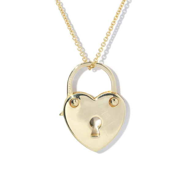 Vintage Circa 1970s Heart Padlock Pendant 14 Carat Yellow Gold