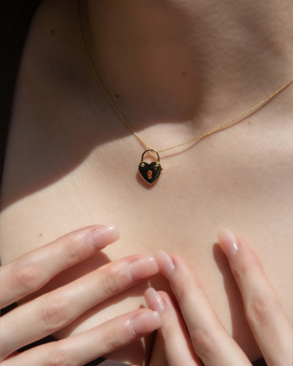 Vintage Circa 1970s Heart Padlock Pendant 14 Carat Yellow Gold