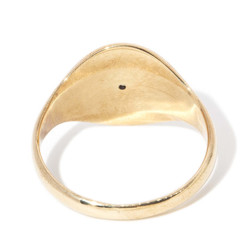 Vintage Oval 1966 Diamond Signet Ring 9 Carat Yellow Gold