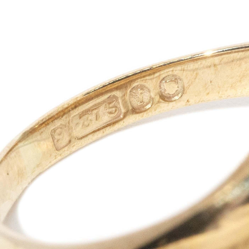 Vintage Oval 1966 Diamond Signet Ring 9 Carat Yellow Gold