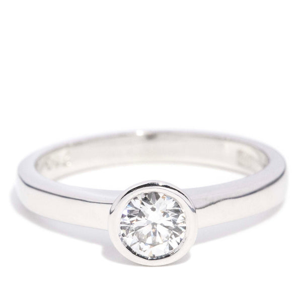 Selina Contemporary Rubover Brilliant Diamond Solitaire Ring 18ct White Gold Rings Imperial Jewellery 