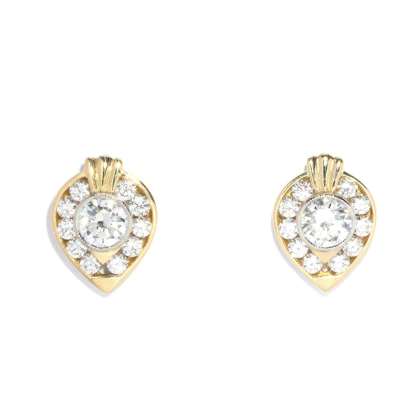 Vintage Circa 1980s Diamond Cluster Studs 18 Carat Gold