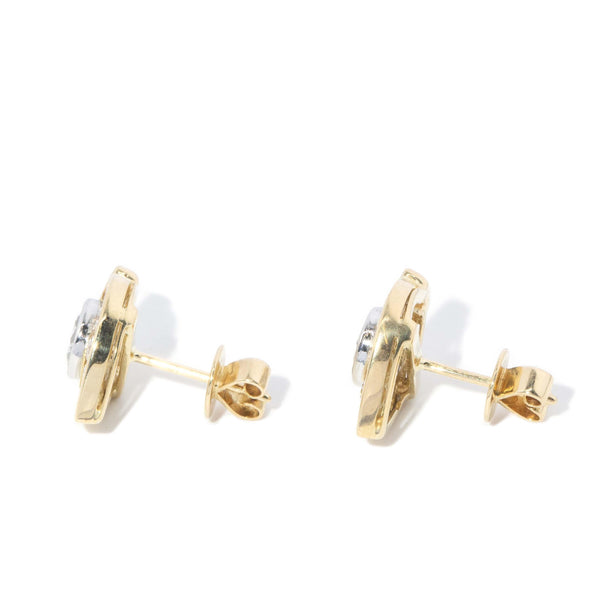 Vintage Circa 1980s Diamond Cluster Studs 18 Carat Gold