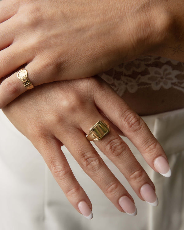 Seraphim 1980s Patterned Buckle Ring 9ct Gold Rings Imperial Jewellery 