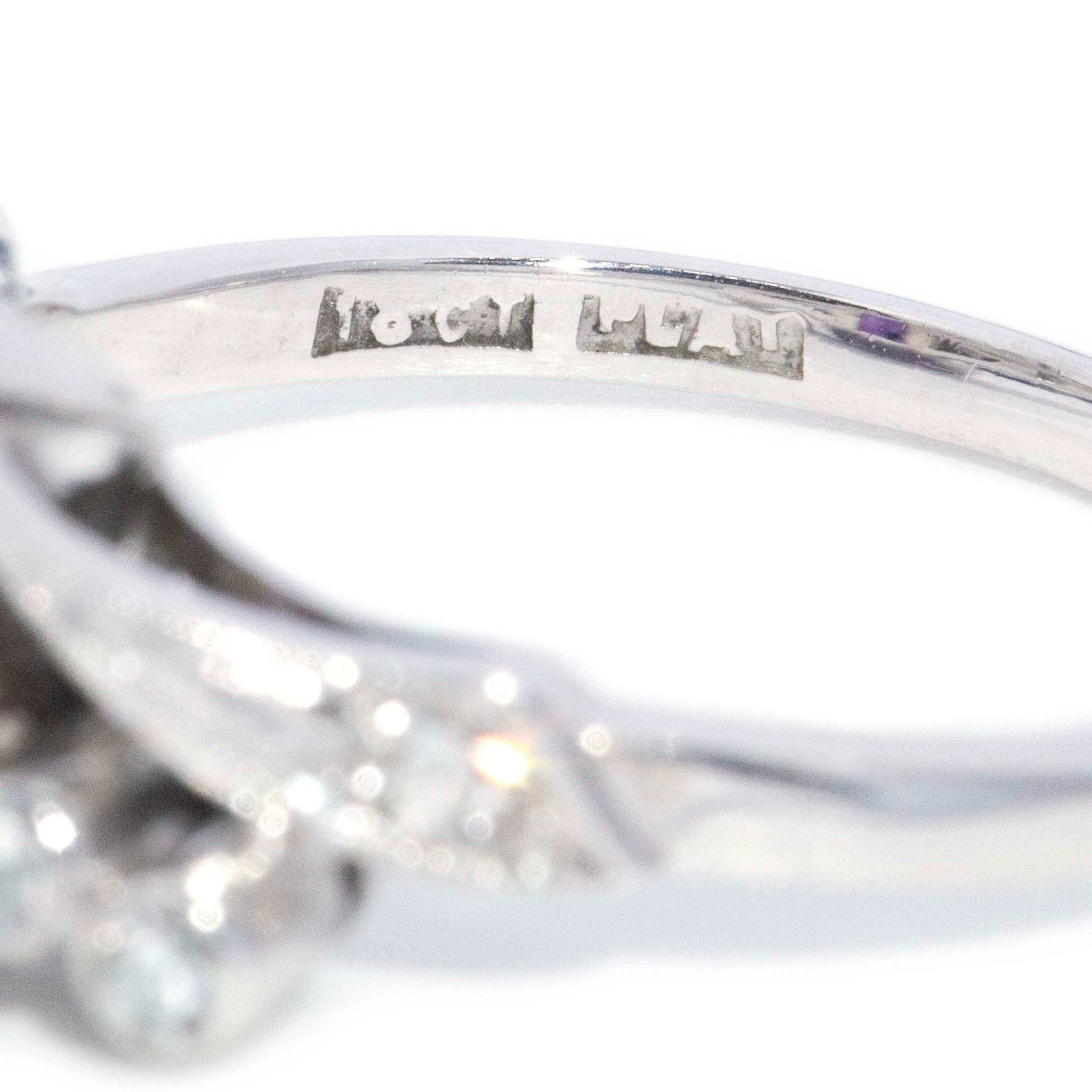 Sereia 1960s Amethyst & Diamond Ring 18ct White Gold Rings Imperial Jewellery 