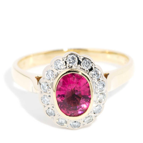 Shea Pink Tourmaline Diamond Halo Ring 18K Yellow Gold