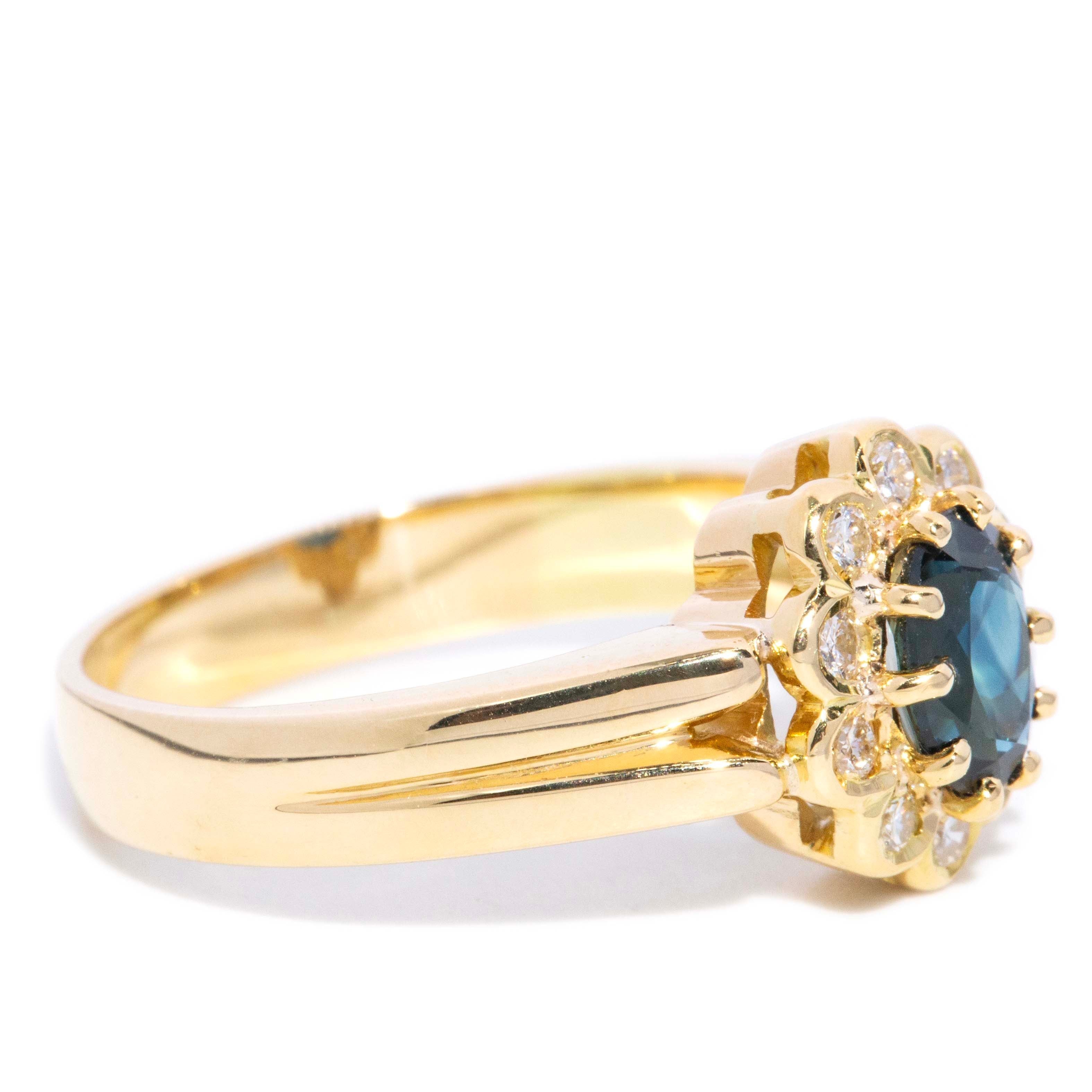 Shiloh Sapphire & Diamond Flower Ring 18ct Gold Rings Imperial Jewellery 