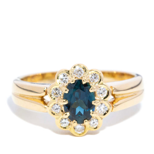 Shiloh Sapphire & Diamond Flower Ring 18K Yellow Gold