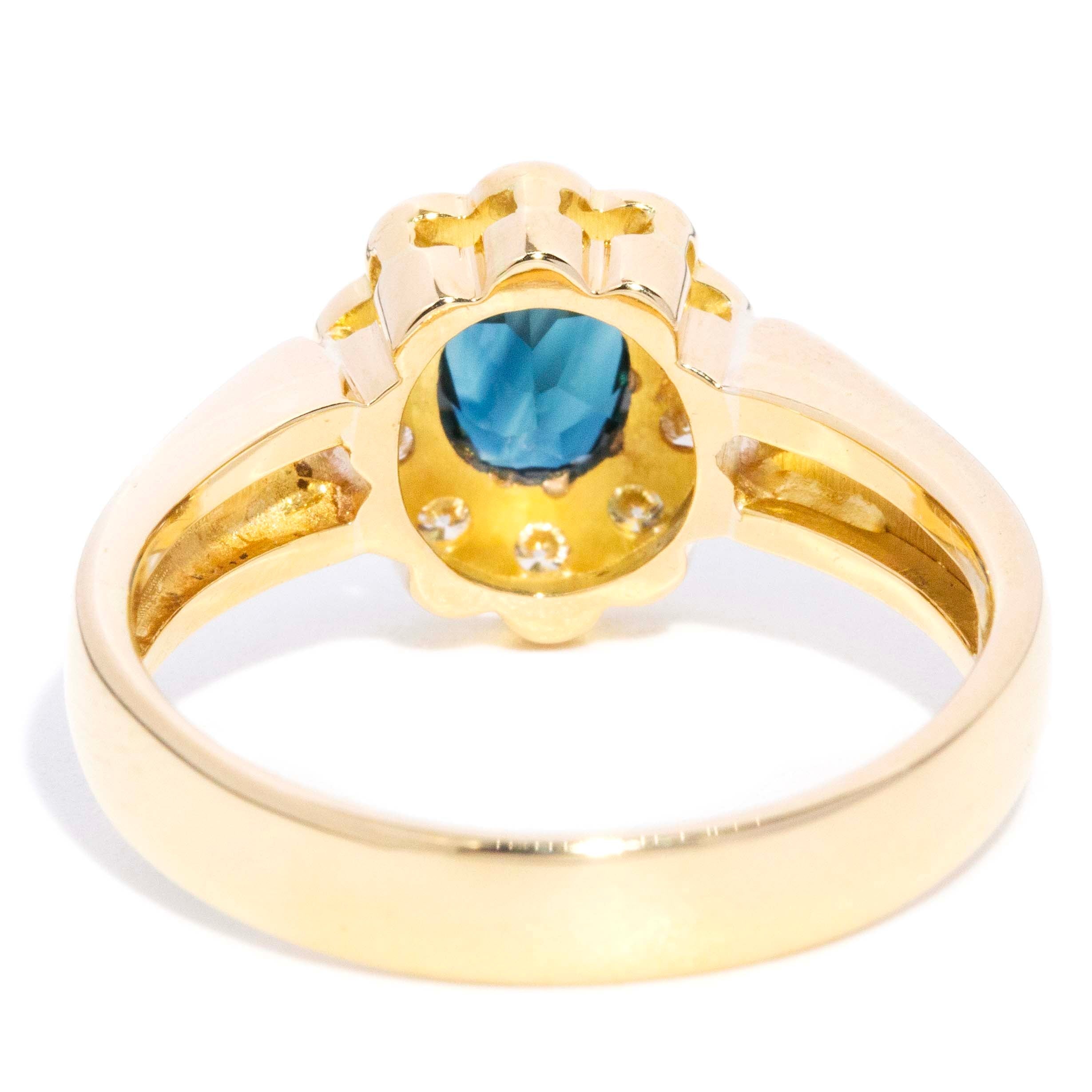 Shiloh Sapphire & Diamond Flower Ring 18ct Gold Rings Imperial Jewellery 