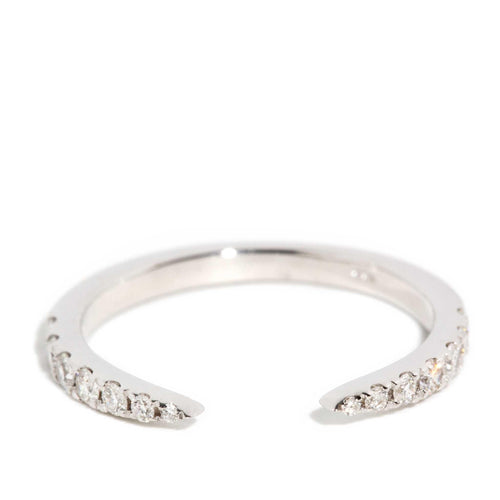Shira Diamond Open Tapered Stacking Ring 18K White Gold