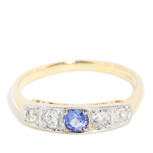 Sholmo Diamond & Sapphire Dress Ring 18K Two Tone Gold