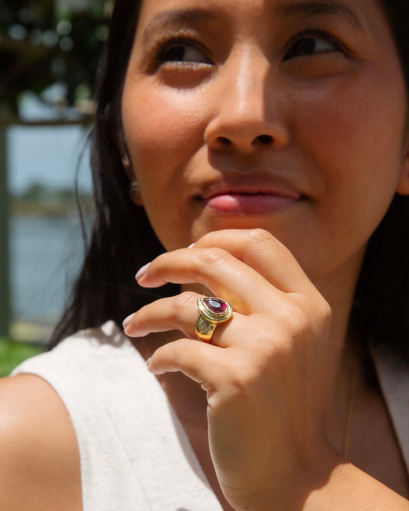 Shoshanna Pink Tourmaline & Diamond Ring 18ct Gold Ring Imperial Jewellery 