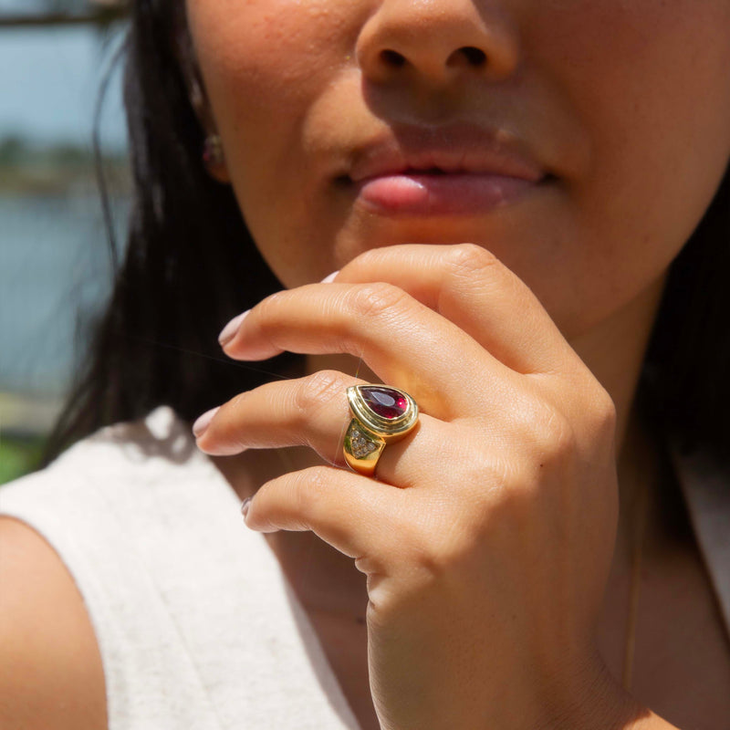 Shoshanna Pink Tourmaline & Diamond Ring 18ct Gold Ring Imperial Jewellery 