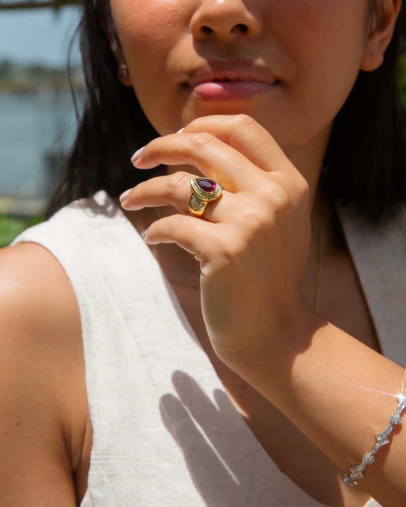 Shoshanna Pink Tourmaline & Diamond Ring 18ct Gold Ring Imperial Jewellery 