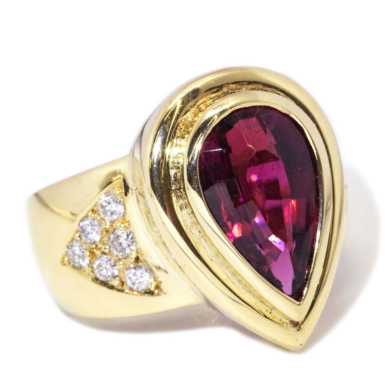 Contemporary Pink Tourmaline & Diamond Ring 18 Carat Gold