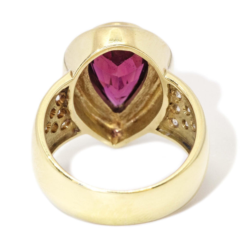 Contemporary Pink Tourmaline & Diamond Ring 18 Carat Gold