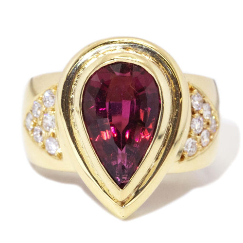 Shoshanna Pink Tourmaline & Diamond Ring 18K Yellow Gold