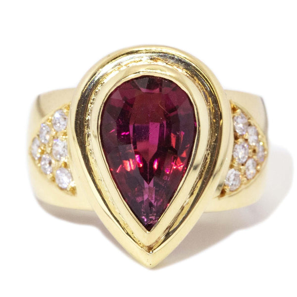 Contemporary Pink Tourmaline & Diamond Ring 18 Carat Gold