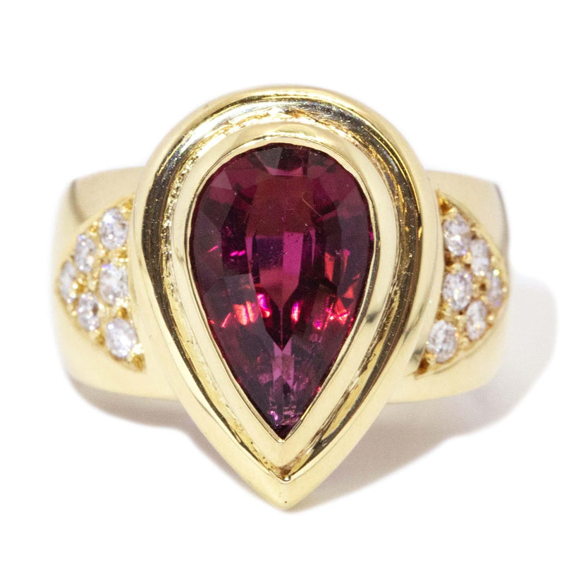 Contemporary Pink Tourmaline & Diamond Ring 18 Carat Gold