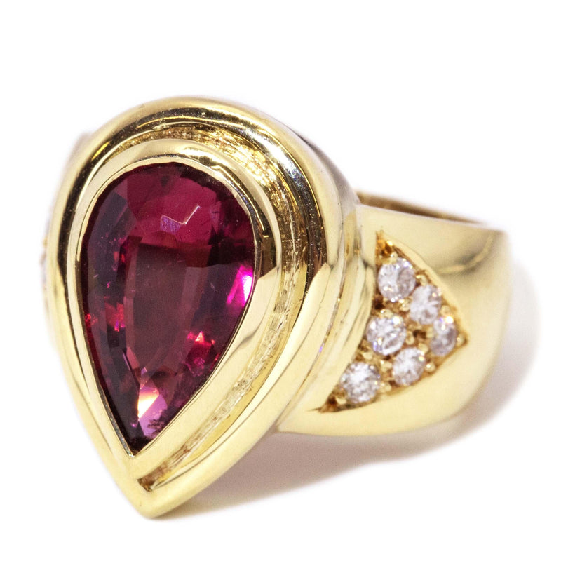 Contemporary Pink Tourmaline & Diamond Ring 18 Carat Gold