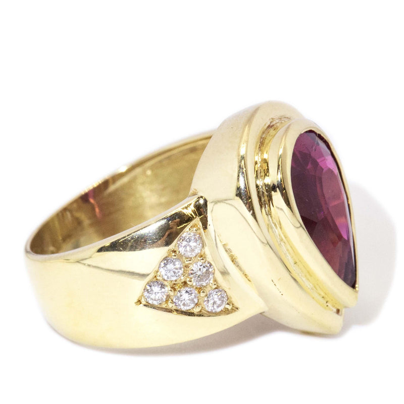 Contemporary Pink Tourmaline & Diamond Ring 18 Carat Gold